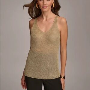 Donna Karan New York Women's Metallic-Knit Tank Top L
